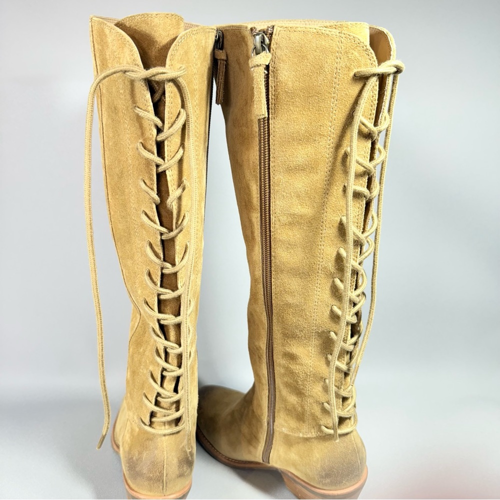 SOFFT Sharnell Tan Distressed Suede Lace-Up Western Inspired Tall Boots - Picture 5 of 15
